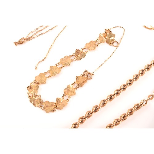 45 - A collection of jewellery including a 9ct yellow gold rope-twist necklace, together with a 9ct yello... 