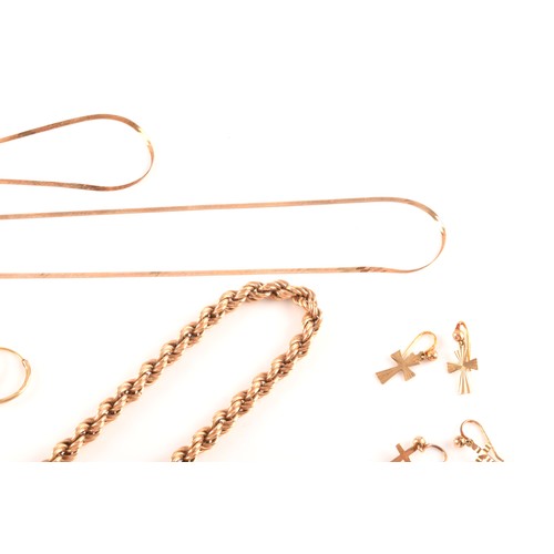 45 - A collection of jewellery including a 9ct yellow gold rope-twist necklace, together with a 9ct yello... 