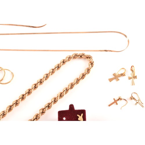 45 - A collection of jewellery including a 9ct yellow gold rope-twist necklace, together with a 9ct yello... 