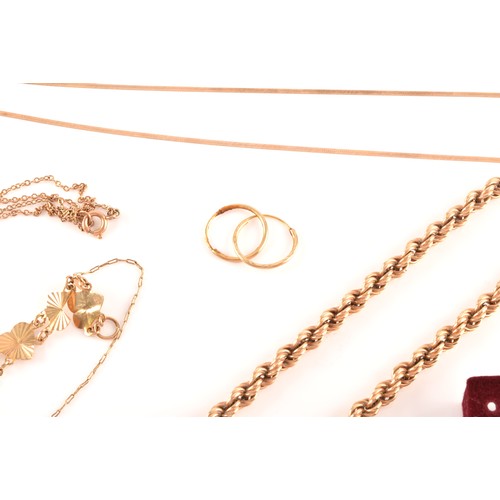 45 - A collection of jewellery including a 9ct yellow gold rope-twist necklace, together with a 9ct yello... 