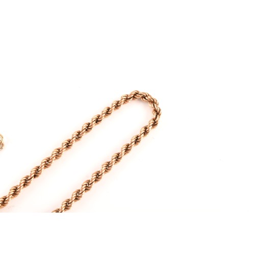 48 - A 9ct yellow gold rope-twist necklace, together with a matching 9ct gold rope-twist bracelet, and a ... 