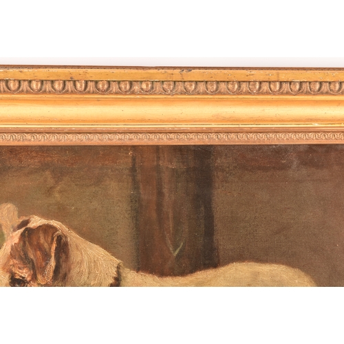 233 - 19th century English Schoola study of a Jack Russell dog awaiting his owners return, on a doorstep. ... 