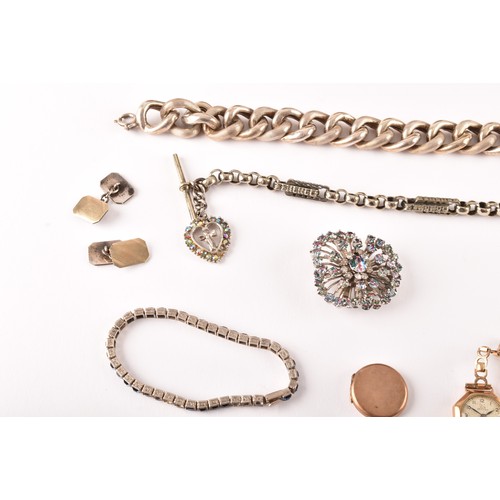 71 - A group of gold jewellery items, to include a 22ct gold wedding band, a ladies 9ct yellow gold Rotar... 