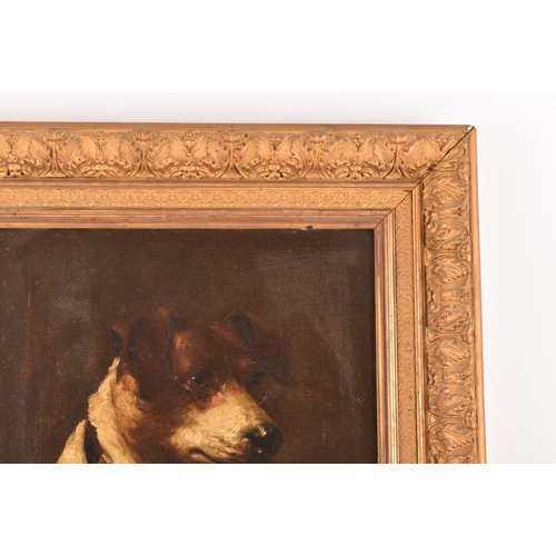 243 - A group of two dog paintingsincluding a portrait of a Jack Russell, oil on canvas, 34 x 29 cm; and a... 