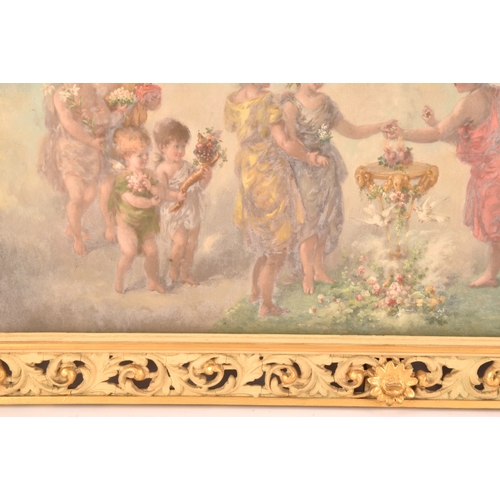 247 - 19th Century Continental Schoola heavenly scene of a wedding ceremony, with cherubs, a pair of flami... 