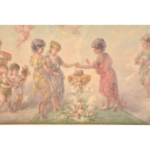 247 - 19th Century Continental Schoola heavenly scene of a wedding ceremony, with cherubs, a pair of flami... 