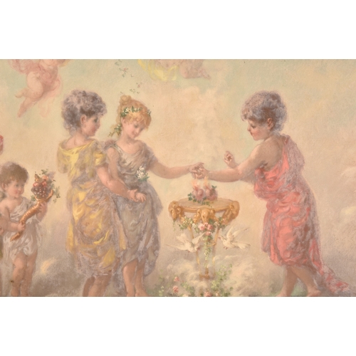 247 - 19th Century Continental Schoola heavenly scene of a wedding ceremony, with cherubs, a pair of flami... 