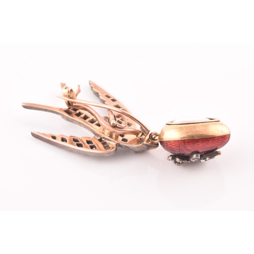 2 - A late Victorian diamond swallow brooch, the bird inset with old-cut diamonds, with a small ruby eye... 