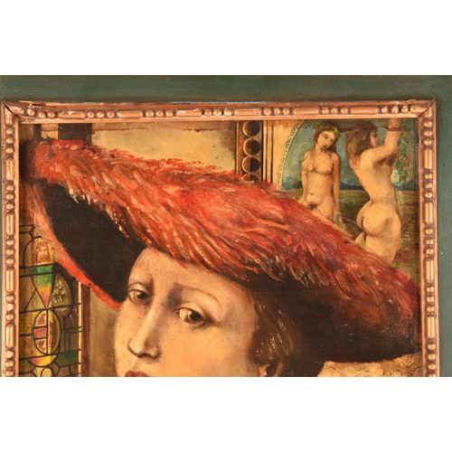 249 - Manner of Jonannes Vermeera portrait of a woman in a red hat seated in an interior, a painting of Ad... 