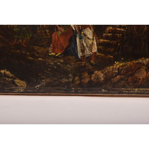 253 - 18th / 19th century Continental Schoolan extensive wooded and mountainous landscape scene with figur... 