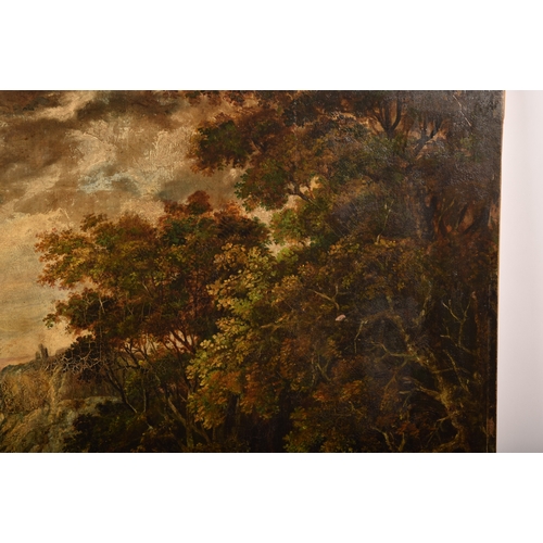 253 - 18th / 19th century Continental Schoolan extensive wooded and mountainous landscape scene with figur... 