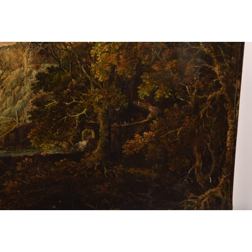 253 - 18th / 19th century Continental Schoolan extensive wooded and mountainous landscape scene with figur... 