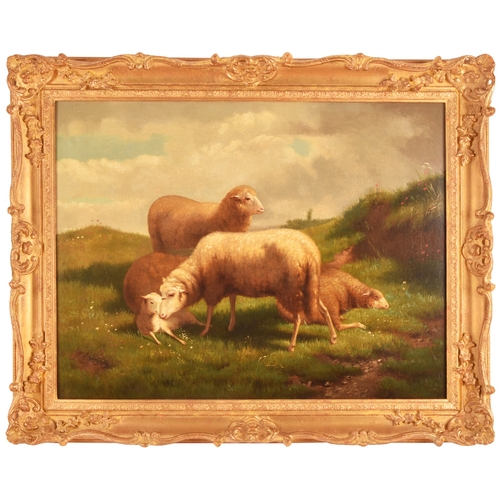 258 - After Thomas Sidney Cooper (British, 1803-1902)an idyllic scene of sheep grazing in a landscape, oil... 