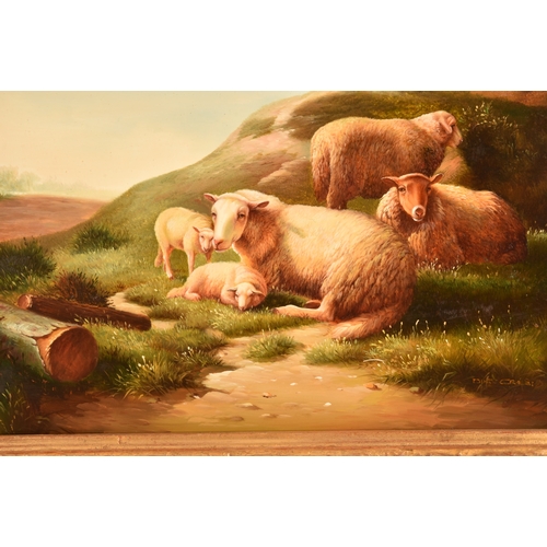 261 - After Thomas Sidney Cooper (British, 1803-1902)an idyllic scene of sheep grazing in a landscape besi... 