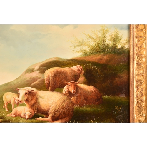 261 - After Thomas Sidney Cooper (British, 1803-1902)an idyllic scene of sheep grazing in a landscape besi... 