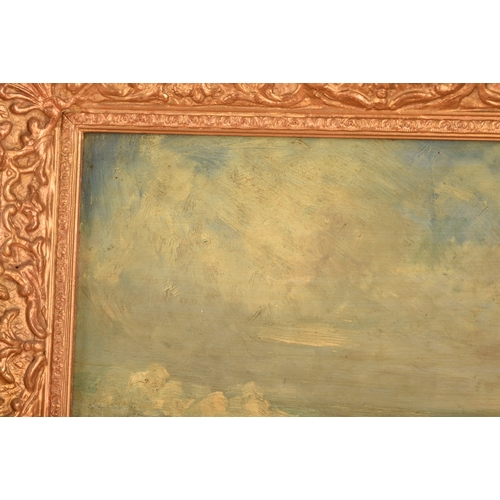 266 - A group of three gilt framed paintingscomprising: 'Morning Wreck in the Channel', a seascape, inscri... 