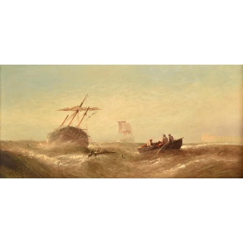 266 - A group of three gilt framed paintingscomprising: 'Morning Wreck in the Channel', a seascape, inscri... 