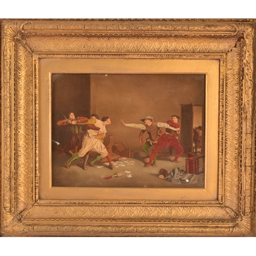 268 - George Jewitt (19th century)The Brawl, an interior scene with figures trying to stop a fight, oil on... 