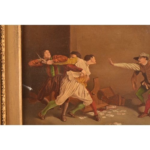 268 - George Jewitt (19th century)The Brawl, an interior scene with figures trying to stop a fight, oil on... 