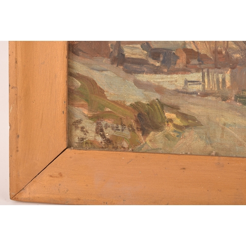 270 - Early 20th century Continental Schoola scene of buildings in Marseilles, inscribed verso, oil on can... 