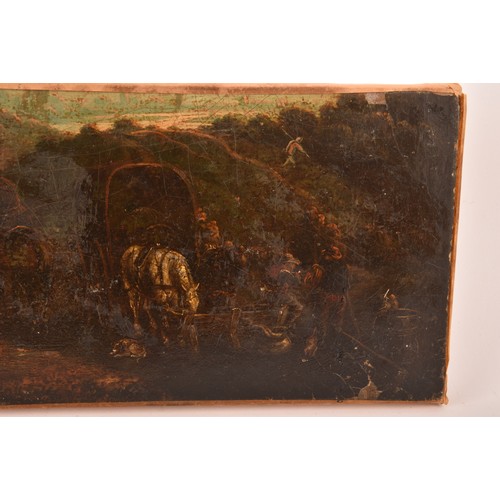 271 - 19th century Continental Schoola group of three small unframed landscapes, depicting figures fishing... 