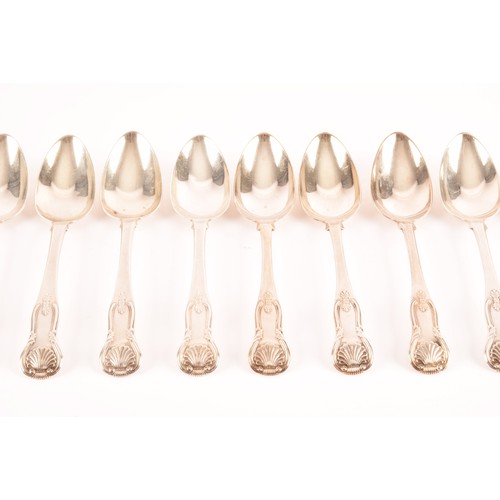 185 - A set of 11 George IV Scottish silver dessert spoons, King's pattern, hallmarked Edinburgh 1822 (6) ... 