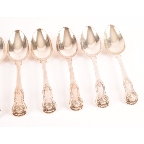 185 - A set of 11 George IV Scottish silver dessert spoons, King's pattern, hallmarked Edinburgh 1822 (6) ... 