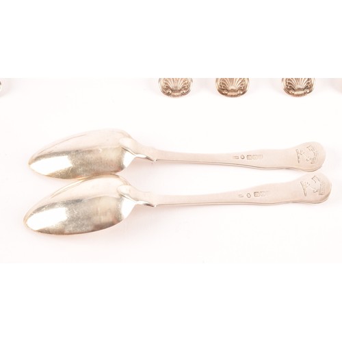 185 - A set of 11 George IV Scottish silver dessert spoons, King's pattern, hallmarked Edinburgh 1822 (6) ... 