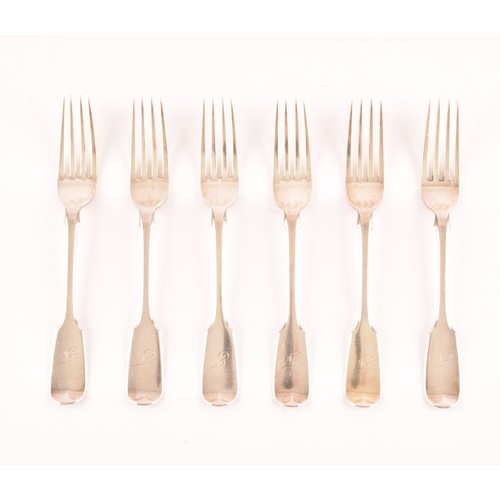 187 - A set of six Victorian silver dessert forks, hallmarked London 1860 by Chawner & Co (George Will... 