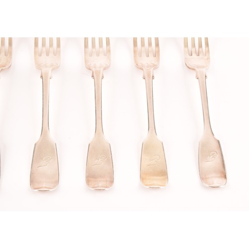 187 - A set of six Victorian silver dessert forks, hallmarked London 1860 by Chawner & Co (George Will... 