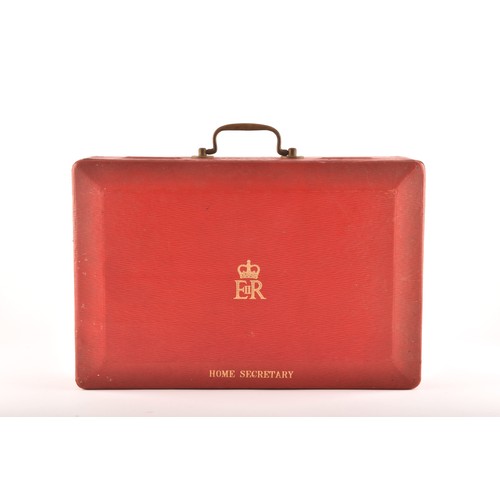 299 - An Elizabeth II red leather despatch box 'Home Secretary' by Barrow Hepburn & Gale Ltd, the lid ... 