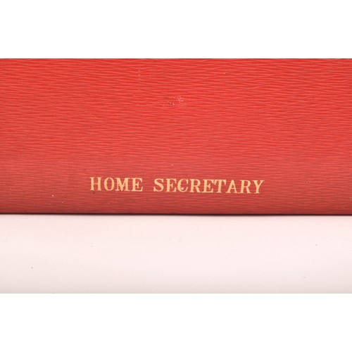 299 - An Elizabeth II red leather despatch box 'Home Secretary' by Barrow Hepburn & Gale Ltd, the lid ... 