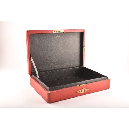 299 - An Elizabeth II red leather despatch box 'Home Secretary' by Barrow Hepburn & Gale Ltd, the lid ... 