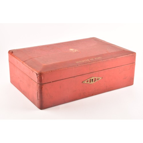 295 - A George VI red leather ministerial despatch box the lid embossed in gilt letters 'MINISTER OF FOOD'... 