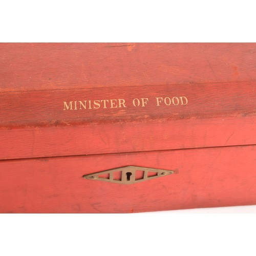 295 - A George VI red leather ministerial despatch box the lid embossed in gilt letters 'MINISTER OF FOOD'... 