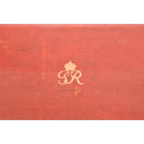 295 - A George VI red leather ministerial despatch box the lid embossed in gilt letters 'MINISTER OF FOOD'... 