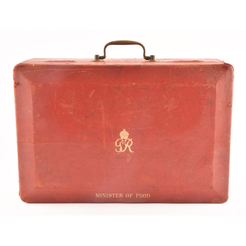 295 - A George VI red leather ministerial despatch box the lid embossed in gilt letters 'MINISTER OF FOOD'... 