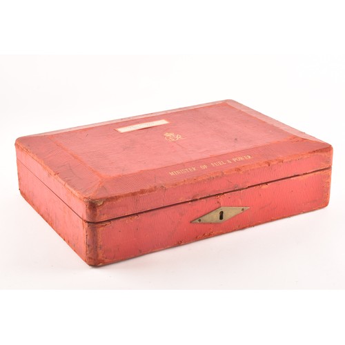 296 - A George VI red leather ministerial despatch box the lid embossed in gilt letters 'MINISTER OF FUEL ... 