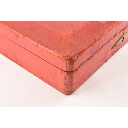 296 - A George VI red leather ministerial despatch box the lid embossed in gilt letters 'MINISTER OF FUEL ... 