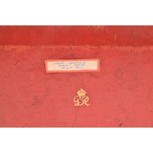 296 - A George VI red leather ministerial despatch box the lid embossed in gilt letters 'MINISTER OF FUEL ... 