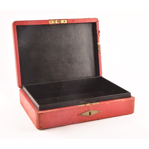 296 - A George VI red leather ministerial despatch box the lid embossed in gilt letters 'MINISTER OF FUEL ... 