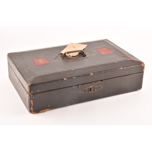 297 - An Edward VII black leather ministerial despatch box the lid embossed in gilt letters 'FIRST LORD OF... 