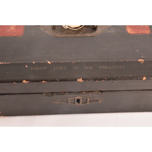 297 - An Edward VII black leather ministerial despatch box the lid embossed in gilt letters 'FIRST LORD OF... 