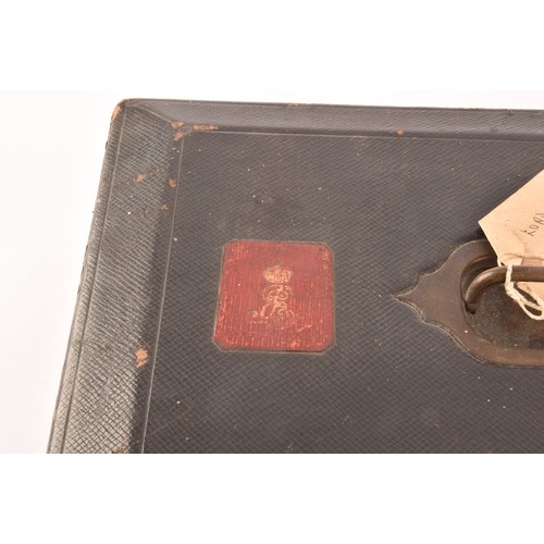 297 - An Edward VII black leather ministerial despatch box the lid embossed in gilt letters 'FIRST LORD OF... 