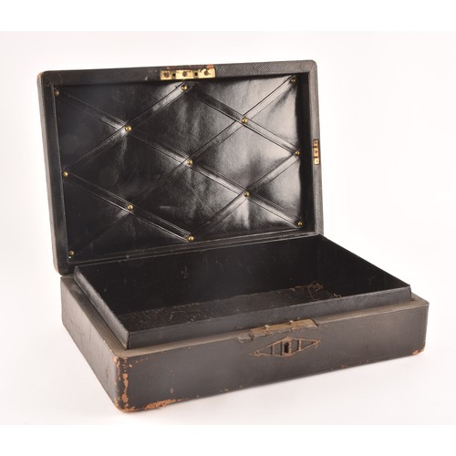 297 - An Edward VII black leather ministerial despatch box the lid embossed in gilt letters 'FIRST LORD OF... 