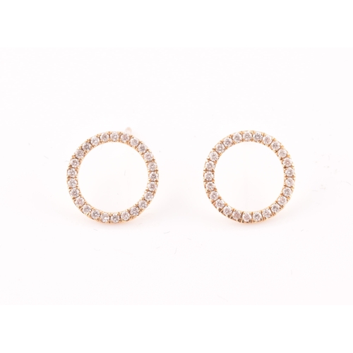 110 - A pair of 14ct white gold and diamond halo hoop earrings, approximately 12 mm diameter, 1.2 grams co... 