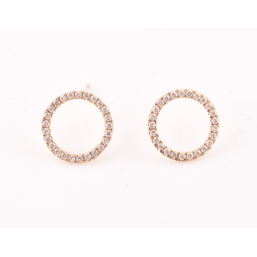 110 - A pair of 14ct white gold and diamond halo hoop earrings, approximately 12 mm diameter, 1.2 grams co... 