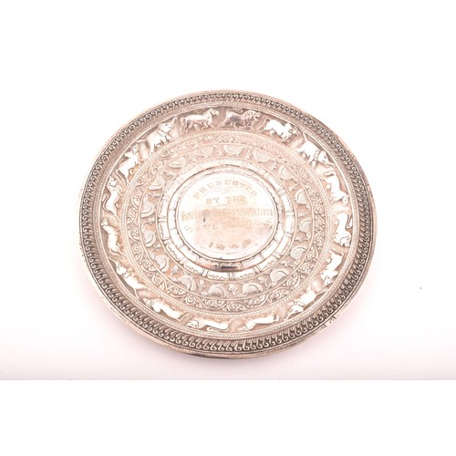 193 - Political Interest. Three presentation silver dishes, Comprising an Indian white metal dish engraved... 