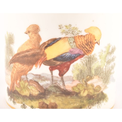 308 - A Meissen coffee can, c.1800, painted with a scene of a golden pheasant cock and hen bird in a lands... 