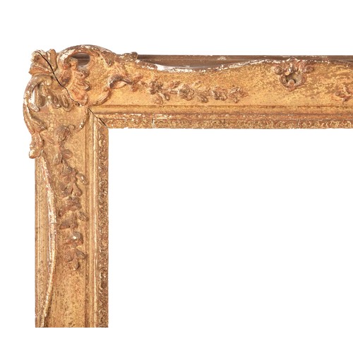 274 - A large gilt gesso picture frame, decorated with scrolls and harebells. Overall size 148 x 124 cm, t... 